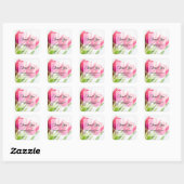 Roze Tulpen Met Groene Bladeren Party Dank U Vierkante Sticker (Vel)