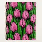Roze tulpen met groene bladeren planner (Voorkant)