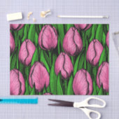 Roze tulpen met groene bladeren tissuepapier (Craft)