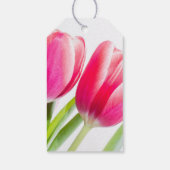 Roze Tulpen Met Groene Bladeren Verjaardag Dank U Cadeaulabel (Achterkant)