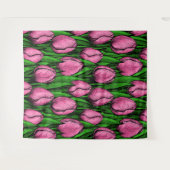 Roze tulpen met groene bladeren wandkleed (Voorkant (horizontaal))