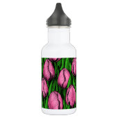 Roze tulpen met groene bladeren waterfles (Links)