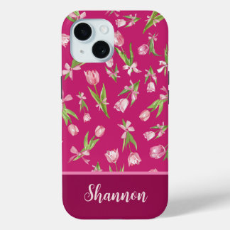 Roze Tulpen met strikken iPhone Case