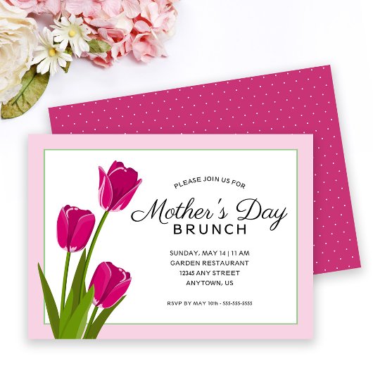 Roze Tulpen | Moederdag Brunch Kaart