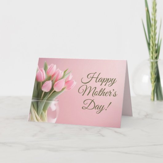 Roze tulpen Moederdag Feestdagen Kaart (Voorkant)