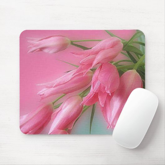 Roze tulpen muismat (Met muis)