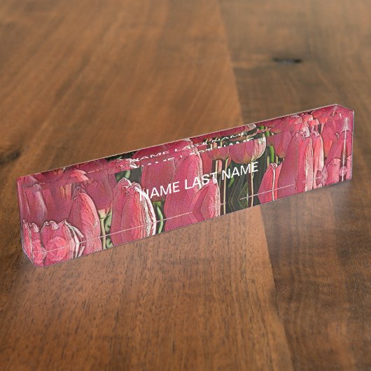  roze tulpen naambordje (Zijkant)