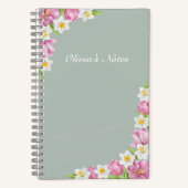 Roze tulpen & narcissen lente bloemen notitieboek (Voorkant)