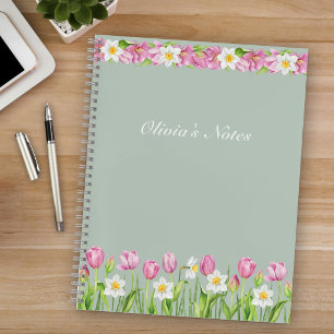 Roze tulpen & narcissen lente bloemen notitieboek