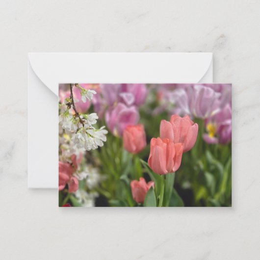 Roze tulpen notitiekaartje (Voorkant)