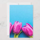 Roze tulpen op blauw kaart (Achterkant)
