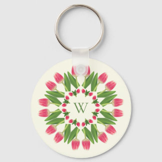 Roze tulpen op de ivoren Sleutelhanger