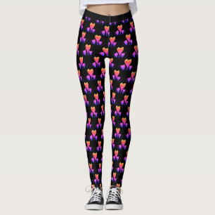 Roze tulpen op een zwarte achtergrond Aangepaste s Leggings