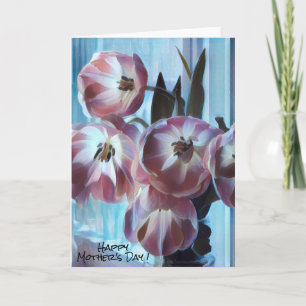 Roze tulpen op moederdag kaart