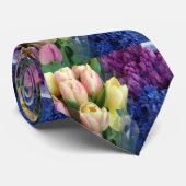 Roze tulpen Paarse blauwe hyacinten Stropdas (Opgerold)