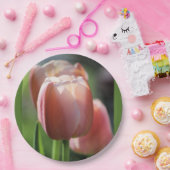 Roze tulpen papieren bordje (Feest)