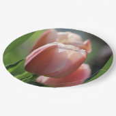 Roze tulpen papieren bordje (Gekanteld)