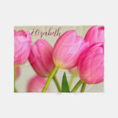Roze tulpen personaliseren fleece deken (Voorkant (Horizontaal))