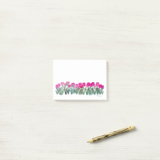 Roze tulpen post-it® notes (Op bureau)