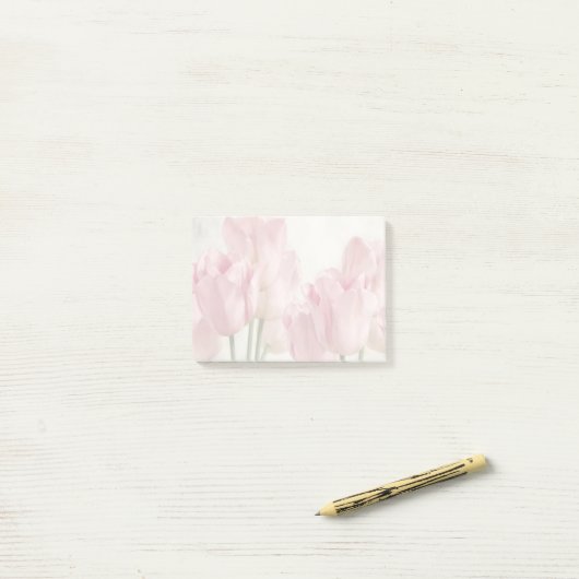 Roze tulpen post-it® notes (Op bureau)