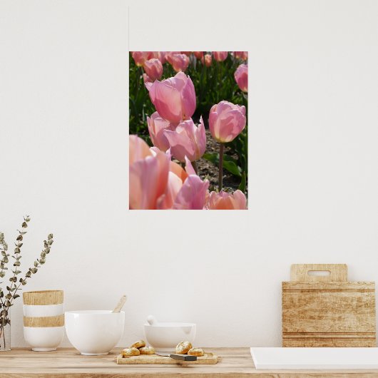 Roze tulpen poster (Keuken)