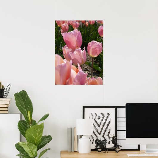 Roze tulpen poster (Thuiskantoor)