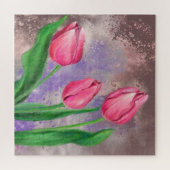 Roze tulpen Puzzle - Schilderen Legpuzzel (Horizontaal)