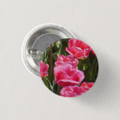 Roze tulpen ronde button 3,2 cm (Voorkant /achterkant)