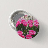 Roze tulpen ronde button 3,2 cm (Voorkant /achterkant)