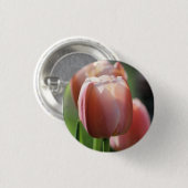 Roze tulpen ronde button 3,2 cm (Voorkant /achterkant)