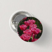 Roze tulpen ronde button 3,2 cm (Voorkant /achterkant)