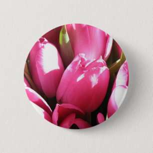 Roze tulpen ronde button 5,7 cm
