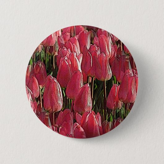  roze tulpen ronde button 5,7 cm (Voorkant)