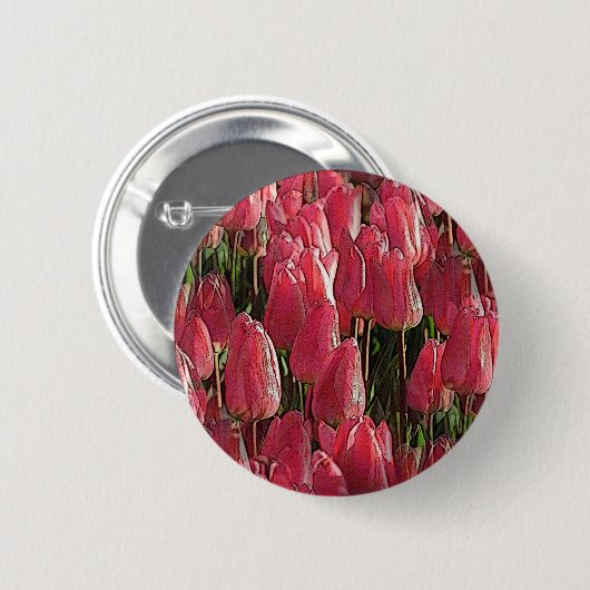 roze tulpen ronde button 5,7 cm (Voorkant /achterkant)