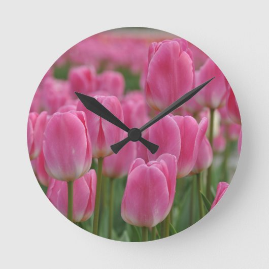 Roze tulpen ronde klok (Voorkant)