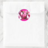 Roze tulpen ronde sticker (Tas)