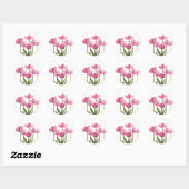Roze tulpen ronde sticker (Vel)