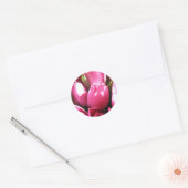 Roze tulpen ronde sticker (Envelop)
