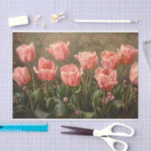 Roze Tulpen Schilderen Botanische Decoupage Tissuepapier (Craft)