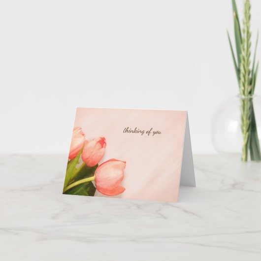  roze tulpen simpel floraal denken kaart (Voorkant)