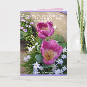 Roze tulpen sterbloemen lente tuin bloemen kaart