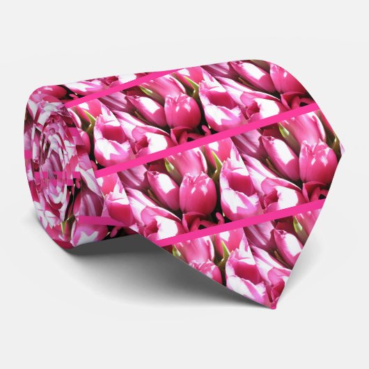 Roze tulpen stropdas (Opgerold)