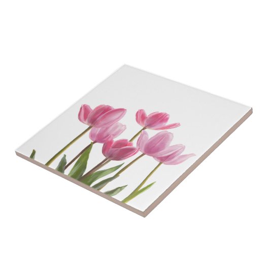 Roze tulpen tegeltje (Zijkant)