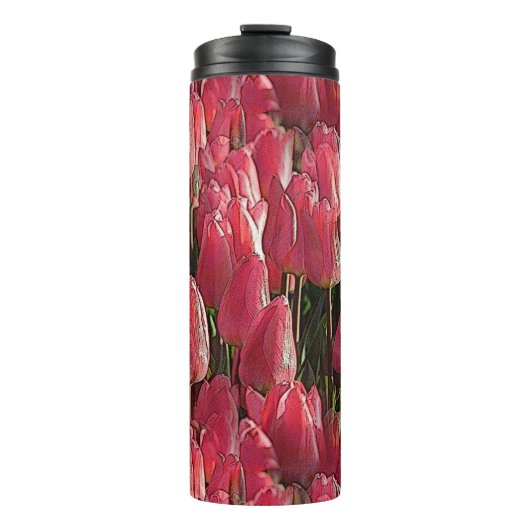  roze tulpen thermosbeker (Voorkant)