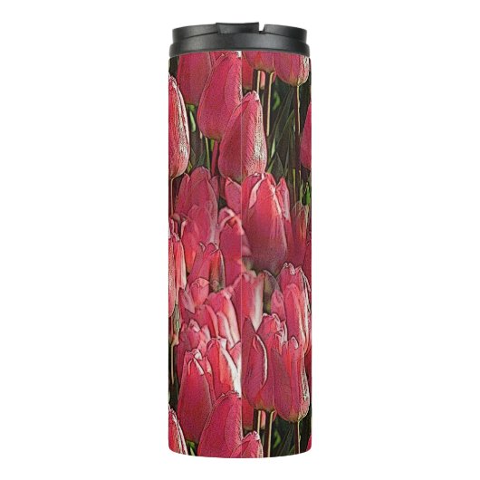 roze tulpen thermosbeker (Achterkant)