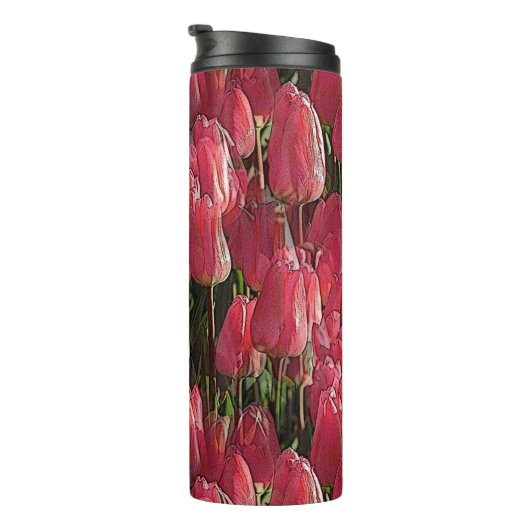  roze tulpen thermosbeker (Geroteerd rechts)