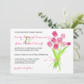 Roze Tulpen - Trouw Uitnodiging (Staand voorkant)
