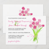 Roze Tulpen - Trouw Uitnodiging (Voorkant / Achterkant)