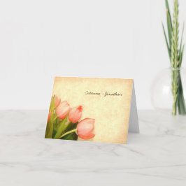 Roze tulpen trouwbriefje bedankt