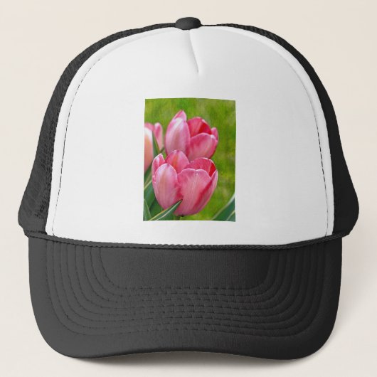 Roze tulpen trucker pet (Voorkant)